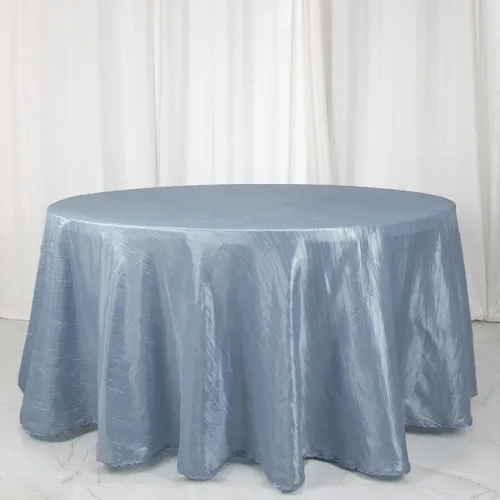 Vista 25 de Tableclothsfactory Mantel rectangular de tafetán arrugado de acordeón azul polvoriento, de 60 x 102 pulgadas, perfecto para ceremonias de boda