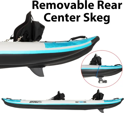 Vista 6 de Sea Eagle Kayak inflable Fasttrack rediseñado de 385 pies de 12 pies 8 pulgadas, kayak de turismo para 2 personas, fondo rígido en V de alta presión