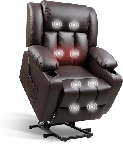 Vista 17 de FLEXISPOT Silla reclinable eléctrica con masaje y calor, silla elevadora de un solo motor, tapicería de tela de felpilla, USB/tipo C, portavasos