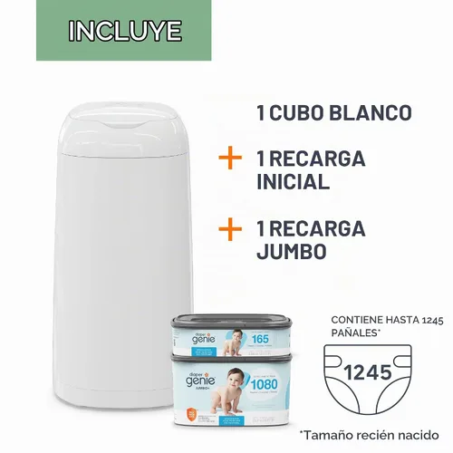 Vista 2 de Diaper Genie Juego de regalo clásico de cubo de pañales Control de olores