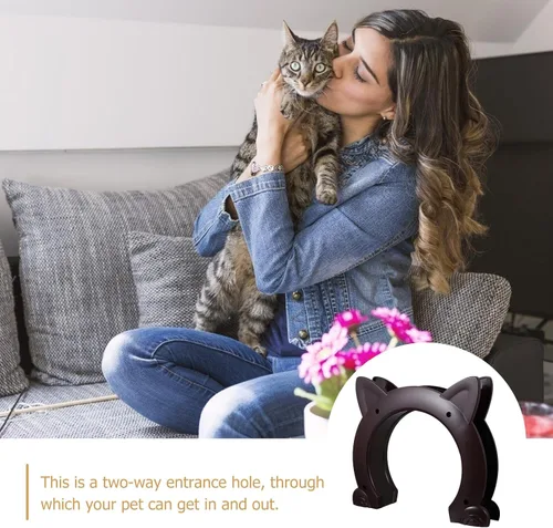 Vista 9 de DOITOOL Portal de puerta para gatos integrado para mascotas para puertas interiores, plástico ABS resistente a la intemperie, túnel de paso seguro