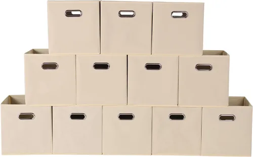 Vista 50 de Yunkeeeper - Contenedores de almacenamiento, cubos organizadores de tela con asa, cubos plegables para almacenamiento de tela o accesorios, 11 x 11