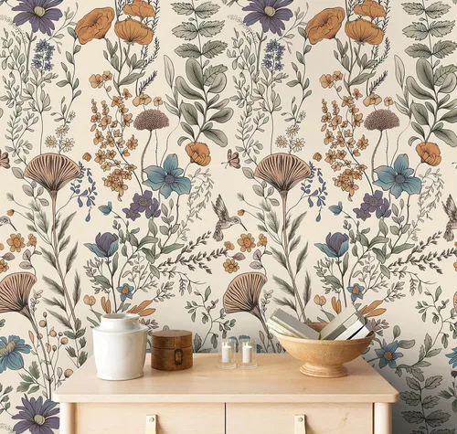 Vista 13 de CiCiwind Papel Tapiz Adhesivo Removible Bohemio Papel de Contacto Arcoíris Lindo Removible Autoadhesivo Ecológico Vintage para Dormitorio Baño