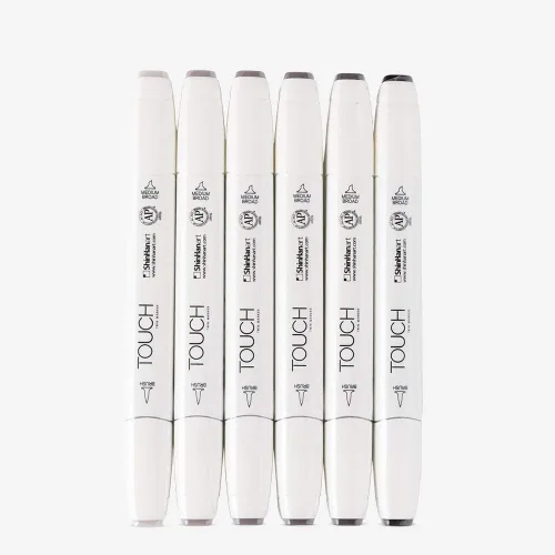 Vista 2 de Shinhan Rotulador Touch Twin Brush 6 Gris Cálido