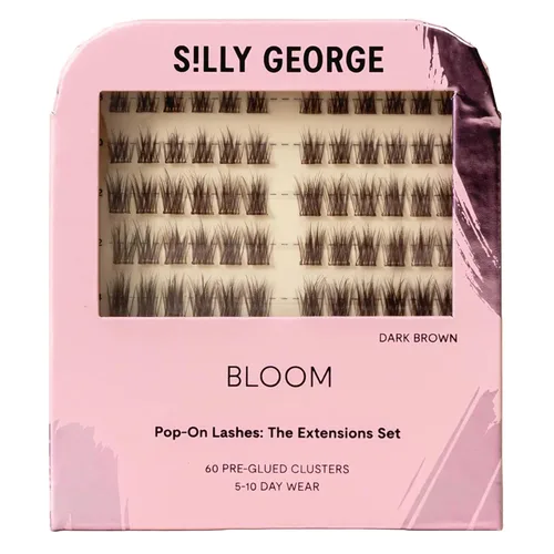 Vista 17 de Silly George Pestañas Pop-On – racimos de pestañas postizas prepegadas de 1 paso para bricolaje, extensiones de aspecto natural, Negro - Bloom