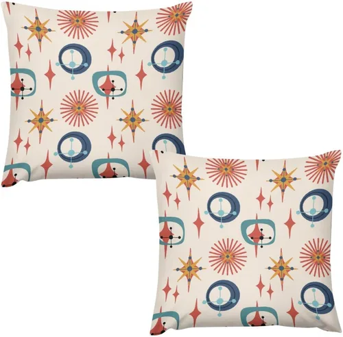 Vista 43 de Juego de 2 fundas de almohada florales retro de los años 70, Groovy Funky Hippie Flor Naranja Estética Boho Fundas de Almohada de 16 x 16 pulgadas