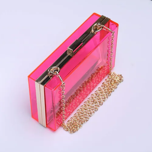 Vista 5 de Bolsos de noche transparentes de acrílico para mujer, bolsos de embrague vintage para banquetes