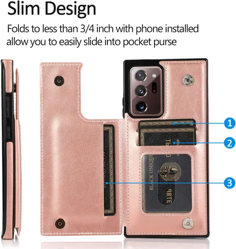 Vista 3 de Asuwish Funda compatible con Samsung Galaxy Note 20 Ultra Glaxay Note20 Plus 5G, protector de pantalla de vidrio templado, soporte para tarjetas