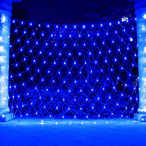 Vista 12 de Luces de Red de Navidad Rojas, 240 Luces LED de Malla para Árbol Exterior con Enchufe, Luces Colgantes de Cadena para Navidad, Halloween, Jardín Rojo