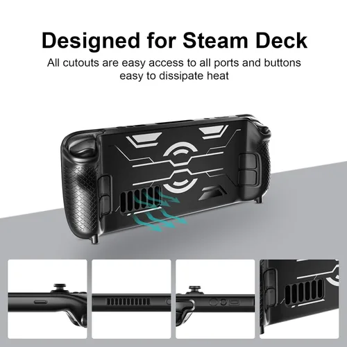 Vista 4 de TEMINO Steam Deck Case, Protective Case for Stream Deck, Shockproof, Anti-Slip, Anti-Scratch Cover Case TPU with Glossy Texture Design Steam Deck