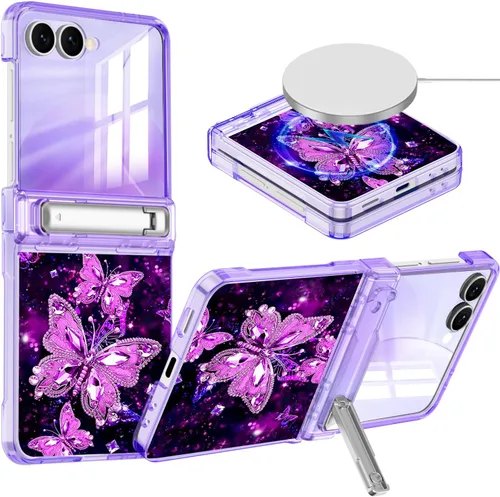 Vista 16 de Hekodonk Funda para Galaxy Z Fold 6, compatible con MagSafe, brilla en la oscuridad, protector de pantalla frontal, soporte, protección de bisagra