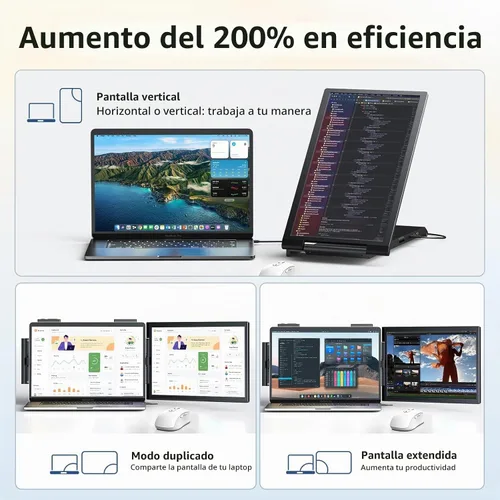 Vista 4 de Extensor de pantalla para portátil, extensor de monitor portátil de 15.6