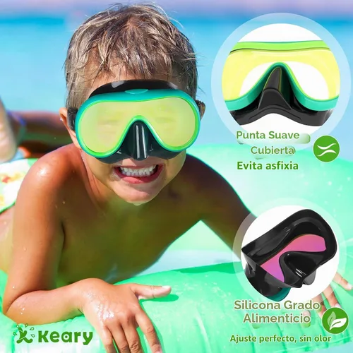 Vista 3 de Keary Kids Swim Goggles Nose Cover Swimming Mask Wide View Girls Boys 5-16