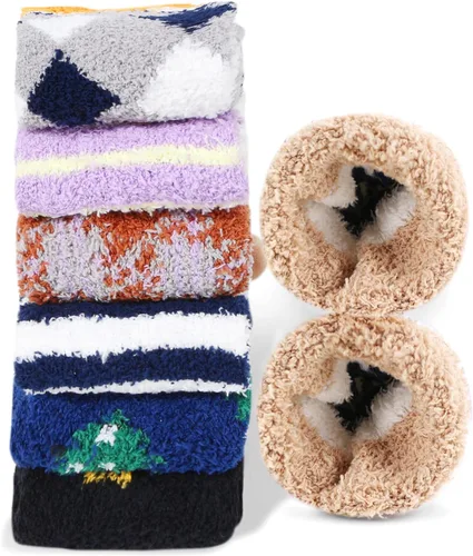 Vista 4 de Calcetines mullidos para hombre, unisex, lindos animales, acogedores, divertidos, esponjosos, cálidos, de invierno, de felpa, para dormir, regalos
