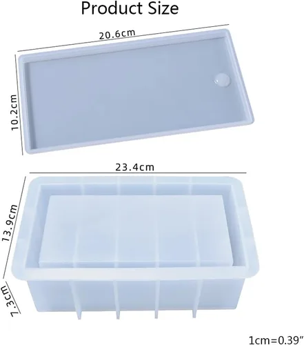 Vista 4 de appuivbt Molde de caja rectangular de resina,Caja de almacenamiento de ajedrez Molde de resina epoxi,Contenedor de almacenamiento grande de silicona