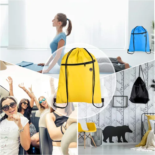 Vista 6 de KUUQA Bolsas de mochila con cordón a granel con bolsillo con cremallera y agujero para auriculares, Con color, Viajar