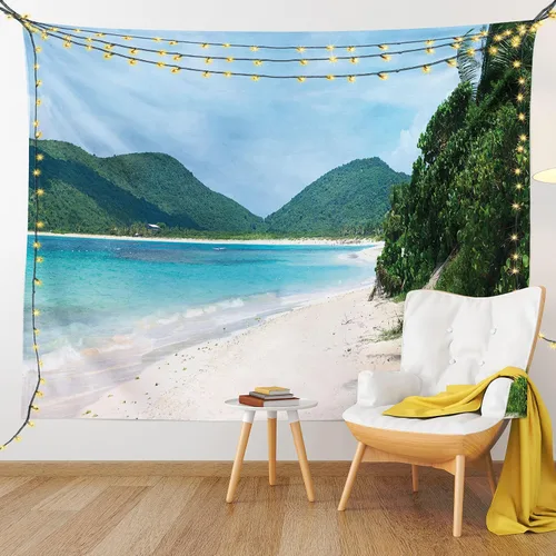 Vista 32 de Lunarable Tapiz de Puerto Rico, histórico Fort San Felipe del Morro, paisaje de América Central y Caribe, decoración de tela para colgar en la pared