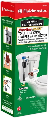 Vista 6 de Fluidmaster 400ARHRFCS - Válvula de llenado de inodoro perforMAX universal de alto rendimiento, 2 pulgadas con cierre de clic, kit de reparación