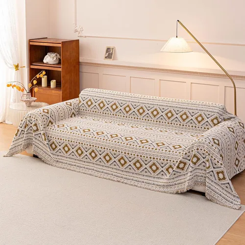 Vista 34 de ROOMLIFE Manta de sofá estilo azteca boho para sillones de 2/3 cojines, fundas de sofá lavables y antideslizantes aptas para mascotas, protector