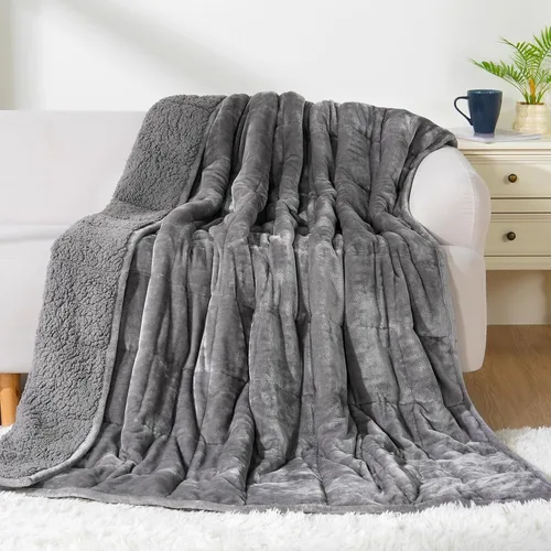 Vista 15 de Cottonblue Manta con peso de 15 libras de forro polar de burbujas felpa Sherpa para adultos, se adapta a camas de tamaño individual/matrimonial