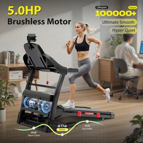 Vista 7 de Cinta de correr plegable de 400 libras de capacidad con ventilador, cinta