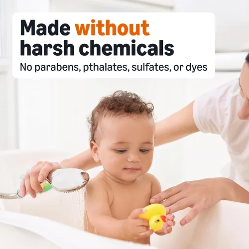 Vista 4 de Amazon Basics Jabón para cabello y cuerpo sin lágrimas para bebé, ligeramente perfumado, 13.6 onzas fluidas, paquete de 1