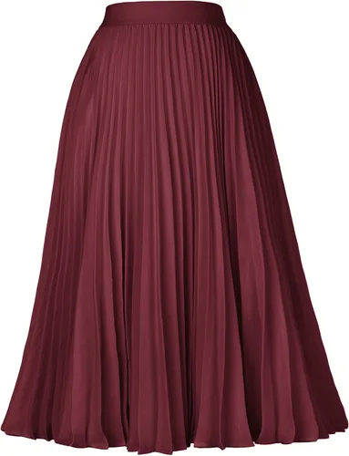 Vista 162 de GRACE KARIN - Falda plisada de gasa para mujer, con cintura alta y elástica, vuelo, corte acampanado y longitud por debajo de la rodilla