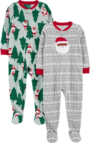 Vista 13 de Simple Joys by Carter's Pijama unisex de forro polar con pies de ajuste holgado y resistente al fuego para niños Oso/Buffalo Check