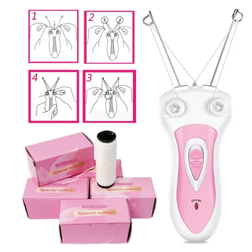 Vista 5 de Removedor de vello facial corporal eléctrico Surface Device Defeatherer Dispositivo con hilo de algodón depiladora recargable para señoras