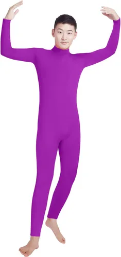 Vista 28 de Shinningstar Zentai Unitard - Body de manga larga con cuello alto y elastano para hombre Verde militar