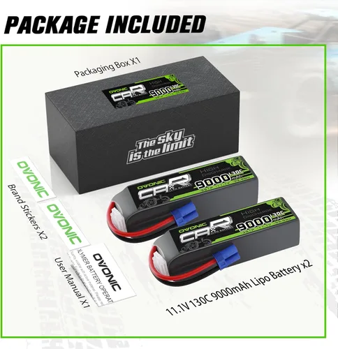 Vista 6 de OVONIC 3S LiPo Batería 9000mAh 11.1V 130C RC Batería con conector EC5 (paquete de 2)