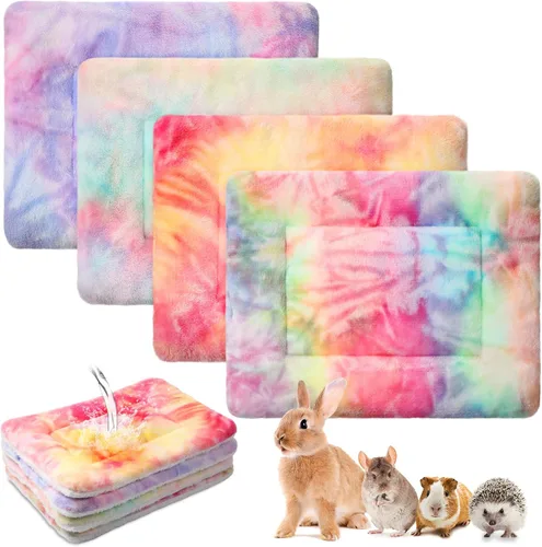 Vista 10 de Haull - Juego de ropa de cama impermeable de conejillo de indias, suave para perro y gato, tapete de felpa para jaula de animales pequeños, conejo