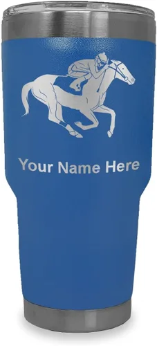 Vista 21 de LaserGram Vaso aislado al vacío de 20 onzas, carreras de caballos, grabado personalizado incluido (negro)
