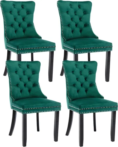 Vista 64 de Juego de 2 sillas de comedor de terciopelo beige, modernas sillas de cocina tapizadas