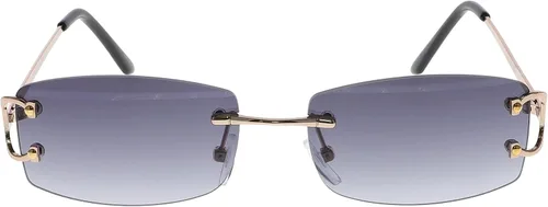 Vista 2 de FLAWLESS EYEWEAR Gafas de sol pequeñas y estrechas sin montura a la moda rectangulares lentes tintados de los años 90 sin marco para mujeres