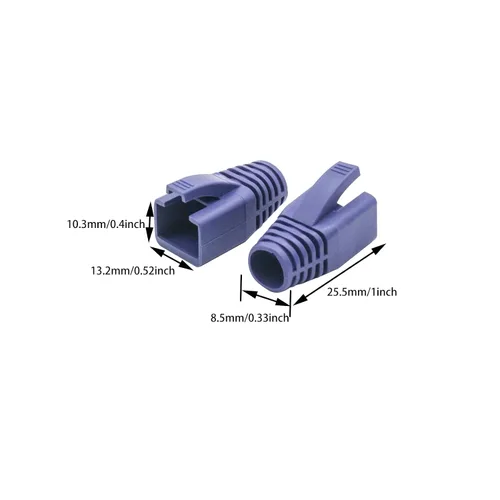 Vista 3 de Cable Ethernet RJ45 de plástico blando cubierta de botas de red de alivio de tensión CAT6A CAT7 CAT8 100 unidades (morado)