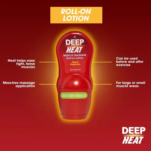 Vista 4 de Deep Heat Loción roll-on de masaje muscular de 1.7 fl oz Deep Heat
