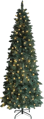 Vista 16 de MUPATER Árbol de Navidad artificial de 6 pies en forma de lápiz, con soporte de metal, luces blancas cálidas, árbol de Navidad delgado preiluminado