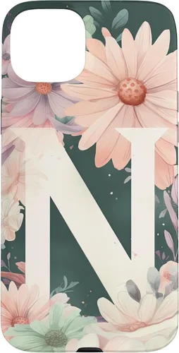 Vista 9 de iPhone 16 Beautiful Daisy Flowers Initial Letter N Monogram Watercolor Case