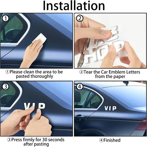Vista 5 de Lamoutor 43 calcomanías de letras para emblema de automóvil, calcomanía de símbolo de números cromados 3D