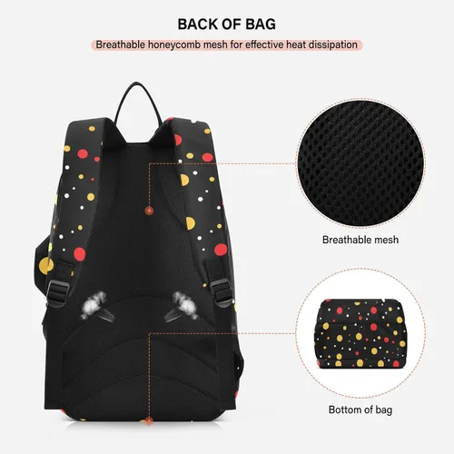 Vista 4 de Mujeres Hombres Bolsa de Tenis Impermeable Coloreado Dot Negro 3 Raquetas Bádminton Bolsa de Hombro para Mujeres, Hombres, Adolescentes Mochila