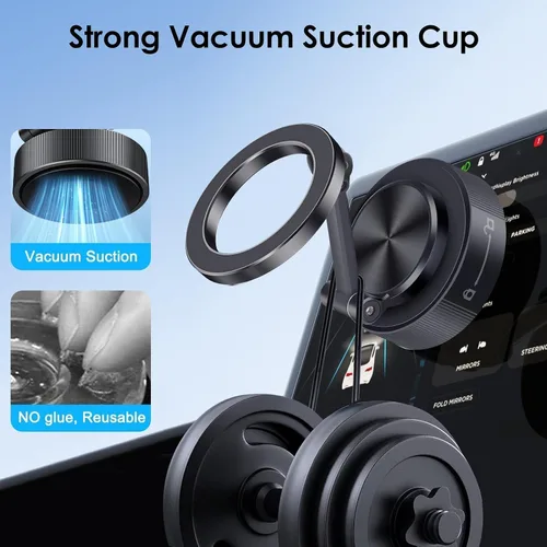Vista 2 de EEEKit Soporte magnético para teléfono al vacío con ventosa, soporte de teléfono de succión ajustable de 360° para automóvil, compatible con iPhone