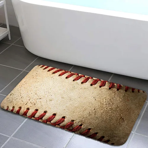 Vista 8 de NYMB Alfombra de baño de madera de béisbol en la alfombra, antideslizante, para entradas al aire libre, interior, puerta delantera, alfombra de baño