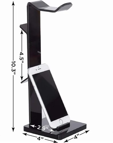 Vista 2 de Soporte de audífonos de acrílico GeekDigg Negro