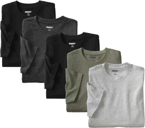 Vista 8 de KingSize Paquete de 3 camisetas de algodón con cuello redondo para hombre Surtido Básico (0499)