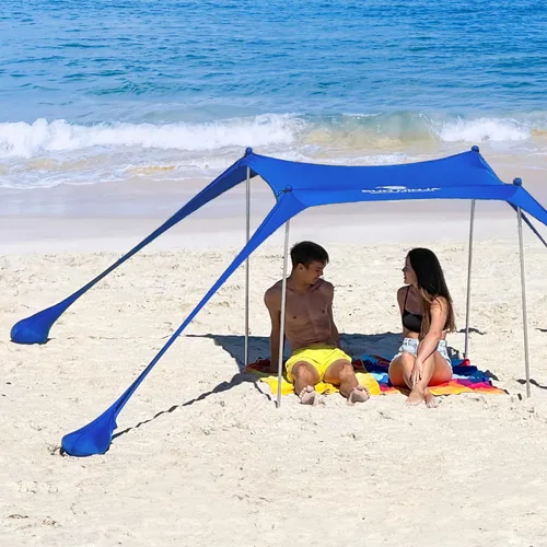 Vista 25 de SUN NINJA Tienda de campaña de playa, refugio solar, toldo de sombra de Verde