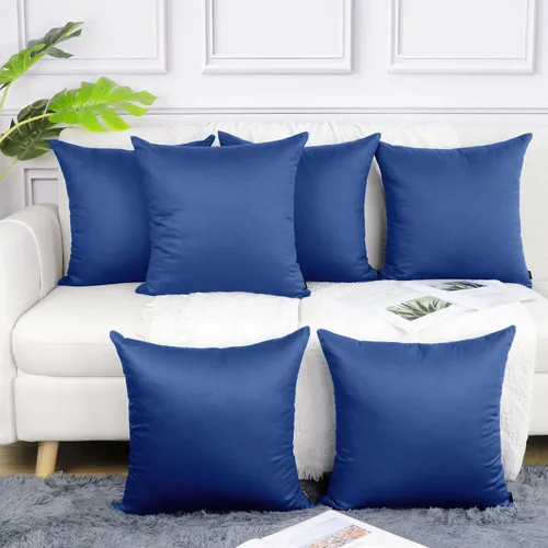 Vista 25 de Coddsmz Paquete de 6 fundas de almohada decorativas 100% algodón, fundas de cojín cuadradas de Navidad sólidas para el hogar, cama, sofá, día