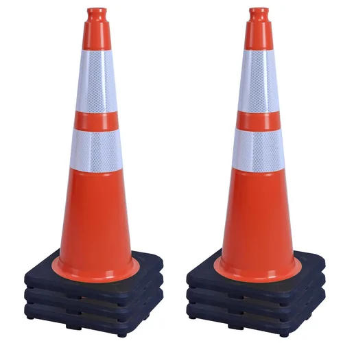 Vista 14 de OrangeStar 6 Pack 36" Conos de seguridad de tráfico, conos de estacionamiento verdes con collar reflectante, conos de construcción con base