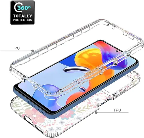 Vista 3 de Funda para Redmi Note 11 Pro/Redmi Note 11E Pro con protector de pantalla de vidrio templado, cubierta protectora de TPU transparente de cuerpo