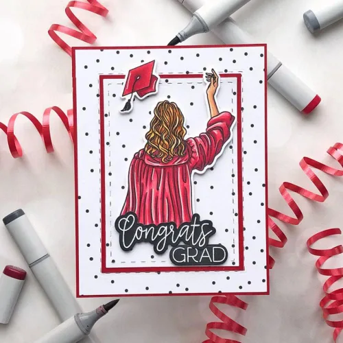 Vista 7 de Estudiantes de posgrado Vista trasera Troqueles y sellos para hacer tarjetas So Pround of You, To the Graduate, You Did It,Words Alpahbets - Sello